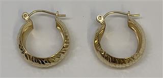 14K Yellow Gold Danty Fancy Detailed Designed Hoop Earrings 1.2G